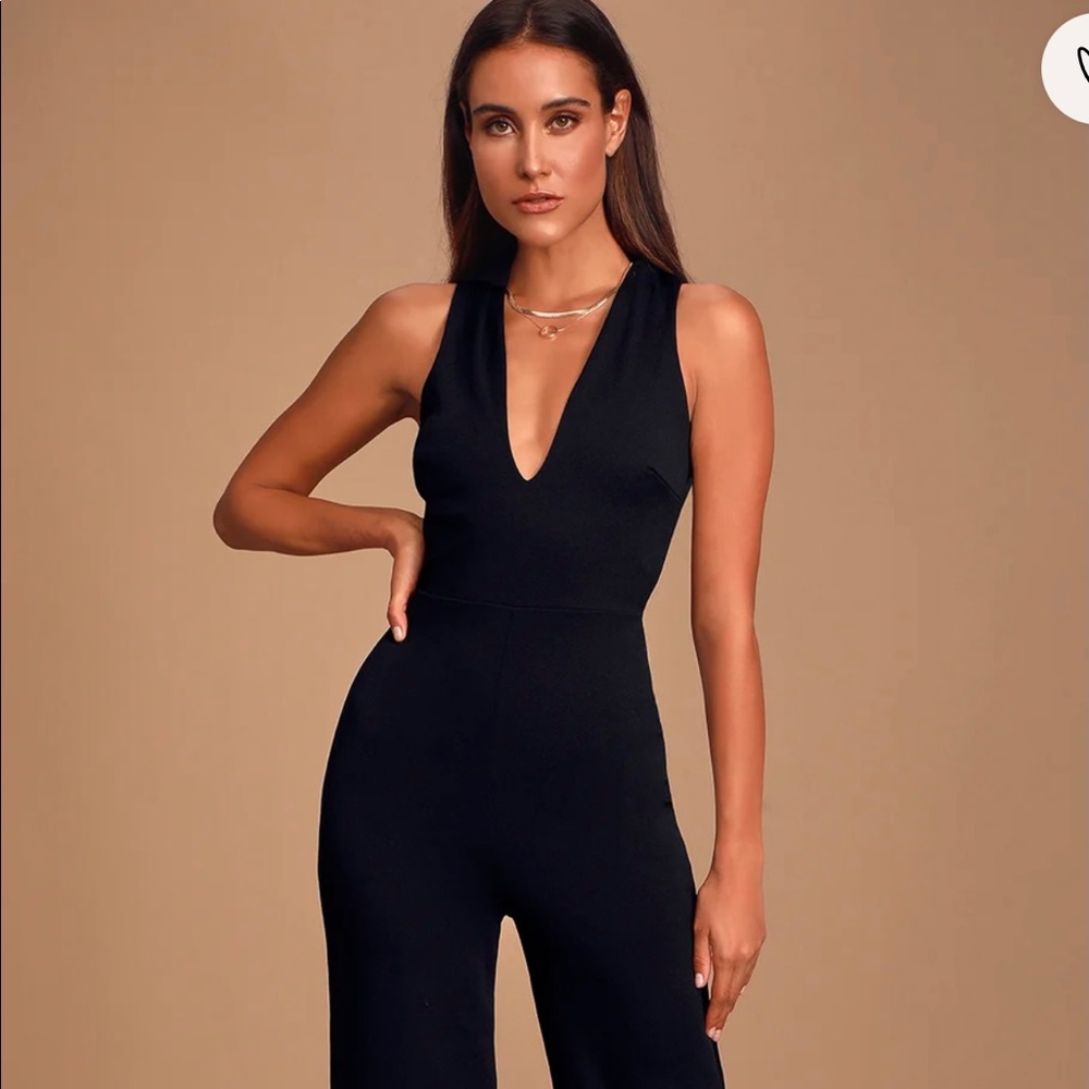 Lulus Thinking Out Loud Backless Black jumpsuit